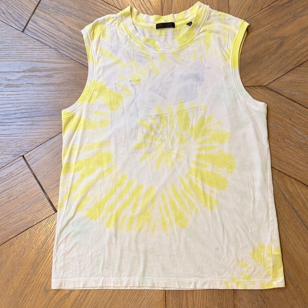 ATM Anthony Thomas Melillo Yellow Tie-Dye Muscle Tee size Medium